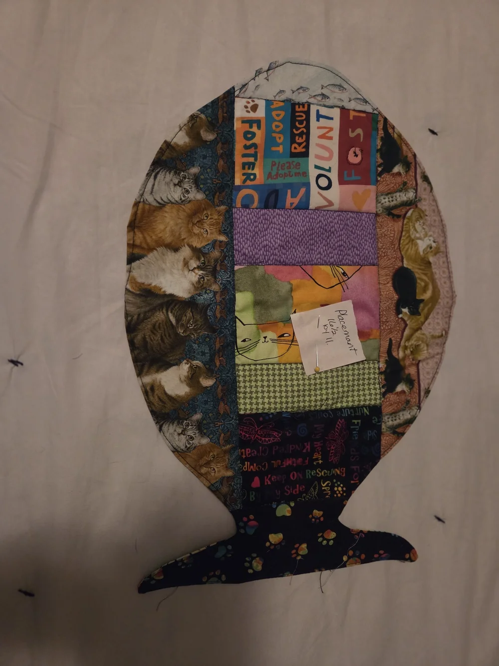 Cats Reversable Placemate Patchwork Fabric Placemat Handmade